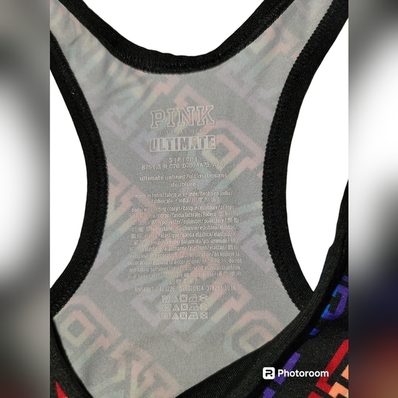 Victoria's Secret Pink Rainbow Pink Word Sports bra S (small) - Picture 2 of 3